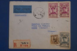 AL2  INDOCHINE  BELLE LETTRE RECOM.  1937 PETIT BUREAU  BEN VIHN POUR  DOYET FRANCE +BANDE   DE TP + AFFR .INTERESSANT - Storia Postale