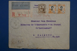 AL2  INDOCHINE  BELLE LETTRE RECOM.  1932 PETIT BUREAU  BEN THUY POUR  DOYET FRANCE ++++ AFFR .INTERESSANT - Storia Postale