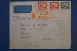 AL2  INDOCHINE  BELLE LETTRE RECOM.  1934 PETIT BUREAU  VINH  POUR  DOYET FRANCE ++++ AFFR .INTERESSANT - Poste Aérienne