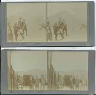 PHOTO STÉRÉOSCOPIQUE -17.5 X 8.5 - Photos D'amateur - ITALIE - Sur Le Vésuve 2 Juillet 1910 - Stereoscopic