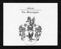 Von Mensingen - Mensingen Wappen Adel Coat Of Arms Kupferstich  Heraldry Heraldik - Estampes & Gravures