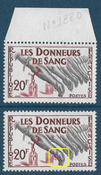 France 1959 - Variété - Donneurs De Sang - Main Ensanglantée  Y&T N° 1220 * Neuf Luxe (TB). - Varieties: 1950-59 Mint/hinged