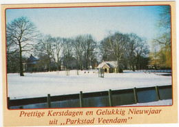 Prettige Feestdagen En Gelukkig Nieuwjaar Uit 'Parkstad Veendam' - Hertenkamp, Sneeuw - (Groningen, Nederland) - Veendam