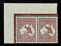 Australia 1935 Kangaroo 2/- Maroon C Of A Wmk Die II Corner Pair MNH - Variety - Ongebruikt