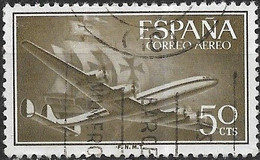 SPAIN 1955 Air. Lockheed L.1049 Super Constellation And Caravel - 50c - Brown FU - Gebruikt