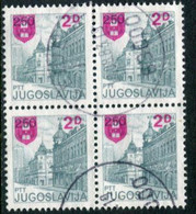 YUGOSLAVIA 1983 Surcharge 2 D. On 2.50 Block Of 4 Used.  Michel 1966 - Usati