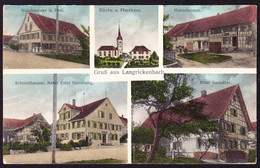 1910 Gelaufene AK, Gruss Aus Langrickenbach. 5 Bildrig. Nussbaumer U. Post, Hauselmann, Schmidhauser, Nater Etter, Hand- - Sonstige & Ohne Zuordnung