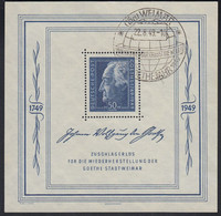 SBZ - 1949 Goethe - Festwochen Weimar Block 6 / Gest. 22.08.1949 (Stempel Weltkugel) - Usados