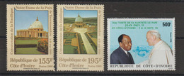 Cote D'Ivoire 1990 Basilique Et Jean Paul II 845-47, 3 Val ** MNH - Costa D'Avorio (1960-...)