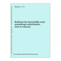 Boshturovka Buriatskikh Ovets Nomadnogo Soderzhaniia. - (text In Russian) - Langues Slaves