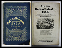 Deutscher Volks-Kalender 1849. Funfzehnter Jahrgang. - Sonstige & Ohne Zuordnung