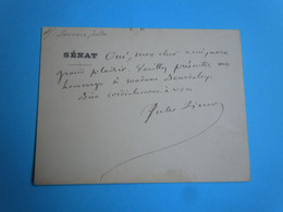 Carte Autographe Jules SIMON (1814-1896) Homme D'Etat - PHILOSOPHE - Personnages Historiques