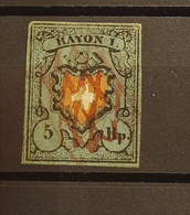 12 - 21 // Suisse - Schweiz // N° 15 II F - Oblitération Grille Rouge  - Signé Marchand - Voir Le Dos - Cote : 850 FCH - 1843-1852 Federale & Kantonnale Postzegels