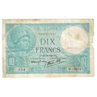 France, 10 Francs, Minerve, 1940, W.78455, AB, Fayette:7.18, KM:84 - 10 F 1916-1942 ''Minerve''