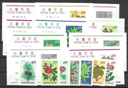 South Korea Mint Extremely Low Hinge Trace 1965 11 Flowers Sheets + One Imperf Stamp And Partial Set (61 Euros) - Corea Del Sud
