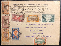 Martinique Tarif 1fr 50 Lettre Publicitaire Du Rhum St James De 1932 De St Pierre Pour L'Angleterre Avec 8 Timbres TTB - Briefe U. Dokumente