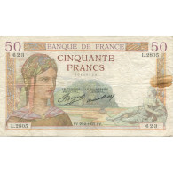 France, 50 Francs, Cérès, 1935, 1935-08-29, TB, Fayette:17.15, KM:81 - 50 F 1934-1940 ''Cérès''