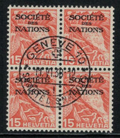 Suisse // Schweiz // Service // Paysages, Société Des Nations En Bloc De 4 Oblitéré No.50z - Oficial