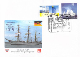 Germany Illustrated Cover SSS Gorck Fock - 133 Jahre Kieler Woche Franked W/50 Jahre Gorck Fock Posted 2015 Kiel - Ships