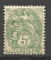 CRETE N° 5 NEUF*  TRACE DE CHARNIERE / MH - Nuevos