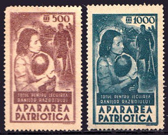 ROMANIA - CINDERELLA : APARAREA PATRIOTICA : LECUIREA RANILOR RAZBOIULUI - 2 TIMBRE : 500 LEI + 1000 LEI - 1945 (ai526d) - Fiscale Zegels