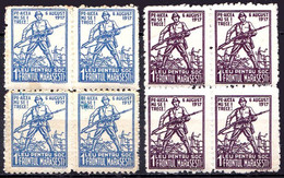 ROMANIA - CINDERELLA : SOCIETATEA FRONTUL MARASESTI / 6 AUGUST 1917 - 2 BLOCURI De 4 TIMBRE X 1 LEU ~ 1920 - MNH (ai526e - Revenue Stamps