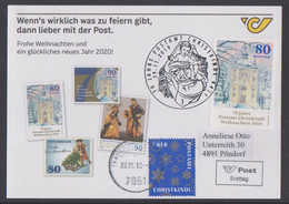 Österreich 2019  FDC Weihnachts-Glückwunschkarte Der Post Mit  Leitzettel Und Sonderstempel Postamt Christkindl - 2011-2020 Covers