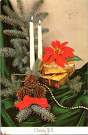 (1 E 43) Christmas Postcard - Posted In Denmark - 2 Postcards - Candles & Flowers - Kerstman
