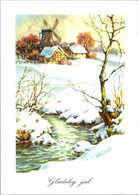 (1 E 43) Christmas Postcard - Posted In Denmark - 2 Postcards - Mills - Kerstman