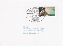 Germany Deutschland 1980 FDC 100.Todestag Anselm Feuerbach, German Painter, Erstausgabe, Canceled In Bonn - 1961-1980