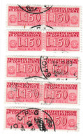 ITALIA REPUBBLICA ITALY REPUBLIC1955 1981 PACCHI IN CONCESSIONE PARCEL POST STELLE 1968LIRE 150 USATO CINQUE  COPPIE - Concessiepaketten