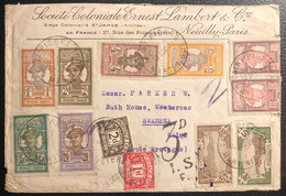 Martinique Tarif 1fr 52 Lettre 1928 Publicitaire Du Rhum St James De St Pierre Pour L'Angleterre Avec 10 Timbres + Taxe - Briefe U. Dokumente