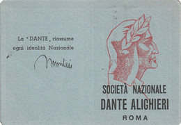 Tessera - Societa' Nazionale Dante Alighieri - Cartes De Membre