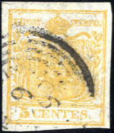 O 1850, 5 Cent. Arancio, Usato, Cert. Ferchenbauer (Sass. 1h) - Lombardy-Venetia