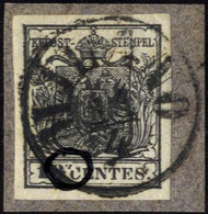 O 1850, 10 Cent. Nero Con Difetto Di Clichè N° 16 "0" E "C" Rotta, Timbrato Milano, Splendido, Sass. 2 / Ferchenbauer 28 - Lombardy-Venetia