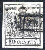 O 1850, 10 Cent. "grigio Argenteo", Usato, Firm. E. Diena, Cert. Goller (Sass. 2a / 2400,-) - Lombardy-Venetia