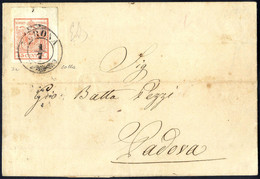 O/cover 1850, 15 Cent. Rosso, Prima Tiratura, Angolo Di Foglio, Su Lettera Da Verona, Firm. Em. Diena E Colla (Sass. 3a  - Lombardy-Venetia