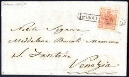 O/cover 1850, 15 Cent. Rosso, Prima Tiratura, Su Lettera Da Padova (Sass. 3a - ANK 3HI - Erstdruck) - Lombardy-Venetia