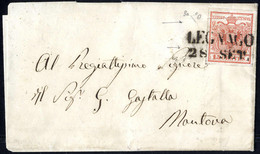 O/cover 1850, "Pieghe Di Carta", 15 Cent. Rosso, Prima Tiratura, Con Duplice Piega Orizzontale, Su Lettera Da Legnago 28 - Lombardy-Venetia