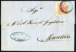 O/cover 1854, 15 Cent. Rosso Vermiglio, Carta A Macchina, Bordo Di Foglio A Sinistra, Su Lettera Da Bozzolo (Sass. 20 -  - Lombardy-Venetia