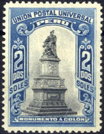 */o 1907, Kolumbusdenkmal 2 $, Gefalzt, Mi. 133 / 190,- - Peru