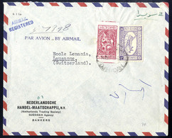 O/cover 195, Flugpostbrief Vom Oktober 1957 Nach Lausanne Mit 10G. Und Zwangszuschlagsmarke Frankiert (Mi. 32) - Saudi Arabia