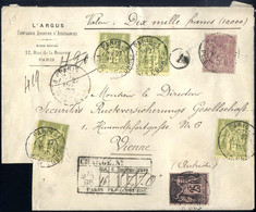 O/cover 1895, Eingeschriebener Wertbrief Von Paris Am 27. 3. Nach Wien Frankiert über 9,25 Franc Mit 4 Mal 1 Fr., 5 Fr.  - Other & Unclassified