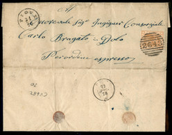 Regno - Vittorio Emanuele II - Lettera Con 20 Cent (28) Con Annullo Numerale A Sbarre 2643 Da Piove 21/12 Del 1878 A Dol - Non Classés