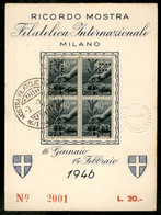 Repubblica - Posta Ordinaria - 1946 - Cartoncino Ricordo  Mostra Filatelica Internazionale Milano 40 Cent Con Annullo De - Zonder Classificatie
