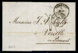 Prefilateliche - Navigazione - 1855 Lettera Dalla Svizzera Da Burgdorf 2 Maggio Per Vercelli Con D.c. Con Rosetta Verban - Other & Unclassified