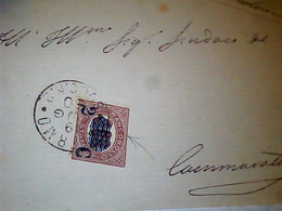 SERVIZIO CON SOPRASTAMPATO 2/2,00 SU PIEGO  DA PALERMO SERVIZIO CARCERI GIRGENTI CAMMARATA 1880 IL2676 VARIETA PUNTO BIA - Dienstzegels