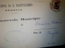 SERVIZIO CON SOPRASTAMPATO 2/0,20 SU PIEGO DA S BARTOLOMEO  BRESCIA X TORRI IN SABINA PERUGIA 1879 IL2677 - Oficiales