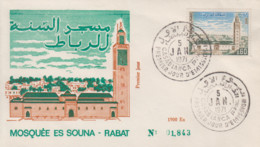 Enveloppe  FDC  1er  Jour   MAROC   Mosquée  ES  SOUNA      RABAT   1971 - Moschee E Sinagoghe