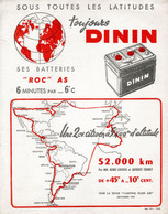 Buvard 1954 - Batterie DININ - Raid LOCHON & CORNET - Afrique Amérique Europe - - Automotive